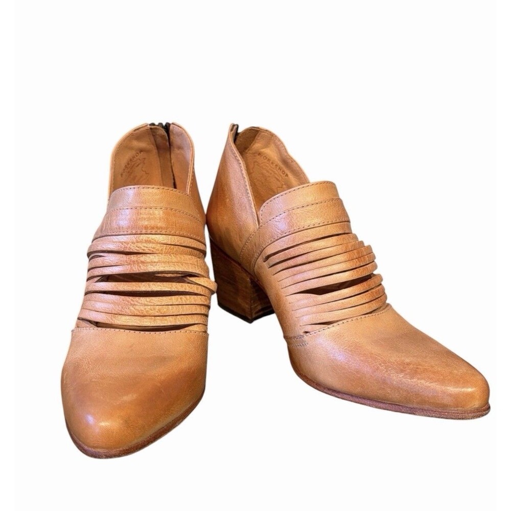 BED STU Workshop Trough Organic Tanned Strappy Leather Ankle Booties 8.5 USA